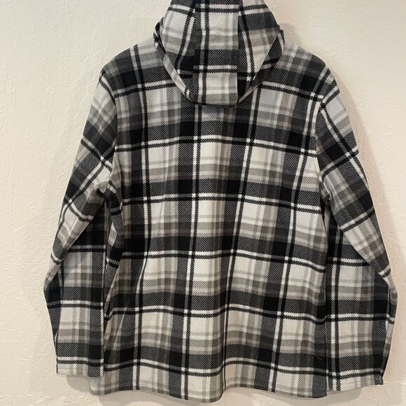 ~ O'Neill XL Fleece Jacket Black Gray Plaid Hoodie Pockets Half Zip Unisex - Picture 9 of 12